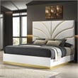 Giovanni Queen Bed in White and Gold Finish
