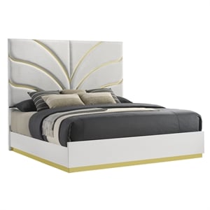Giovanni King Bed in White and Gold Finish