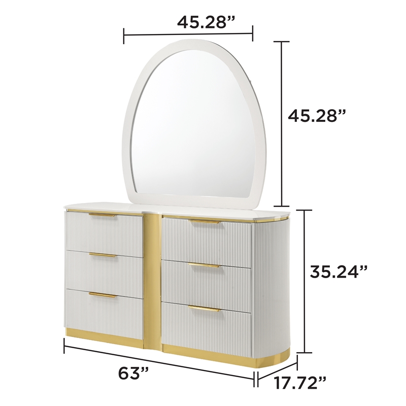 Giovanni Queen 4Pc Bedroom Set in White and Gold Finish