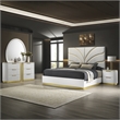 Giovanni King 4Pc Bedroom Set in White and Gold Finish