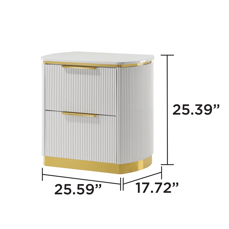 Giovanni Queen 5Pc Bedroom Set in White and Gold Finish