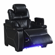 Galaxy Lexus Power Reclining Faux Leather Chair w LED&Cup Holders in Black