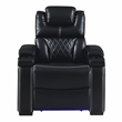 Galaxy Lexus Power Reclining Faux Leather Chair w LED&Cup Holders in Black