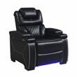 Galaxy Lexus Power Reclining Faux Leather Chair w LED&Cup Holders in Black