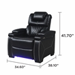 Galaxy Lexus Power Reclining Faux Leather Chair w LED&Cup Holders in Black