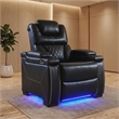 Galaxy Lexus Power Reclining Faux Leather Chair w LED&Cup Holders in Black