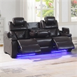 Galaxy Lexus Power Reclining Faux Leather Sofa w LED&Cup Holders in Brown