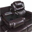 Galaxy Lexus Power Reclining Faux Leather Sofa w LED&Cup Holders in Brown