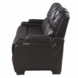 Galaxy Lexus Power Reclining Faux Leather Sofa w LED&Cup Holders in Brown