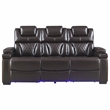 Galaxy Lexus Power Reclining Faux Leather Sofa w LED&Cup Holders in Brown