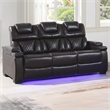 Galaxy Lexus Power Reclining Faux Leather Sofa w LED&Cup Holders in Brown