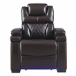 Galaxy Lexus Power Reclining Faux Leather Chair w Led & Cup Holders in Brown