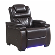 Galaxy Lexus Power Reclining Faux Leather Chair w Led & Cup Holders in Brown