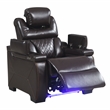 Galaxy Lexus Power Reclining Faux Leather Chair w Led & Cup Holders in Brown