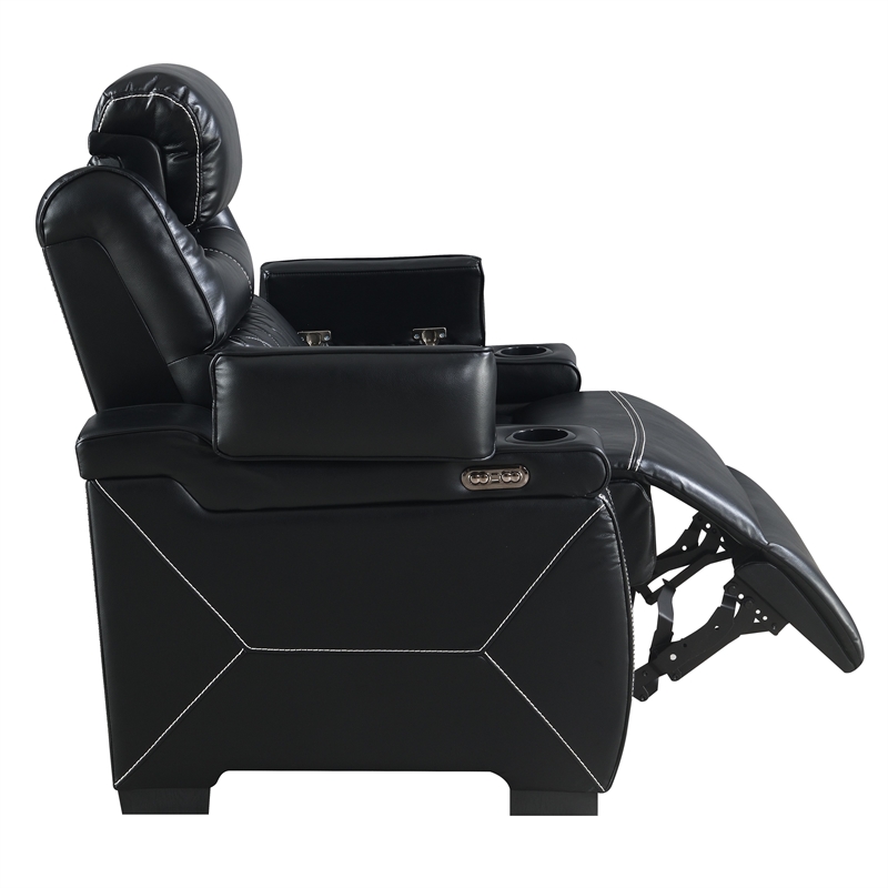 Galaxy Home Lexus Piece Power Reclining Set w Sofa Loveseat&Chair in Black