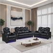 Galaxy Home Lexus Piece Power Reclining Set w Sofa Loveseat&Chair in Black