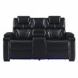 Galaxy Home Lexus Piece Power Reclining Room Set w Sofa&Loveseat in Black