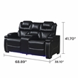 Galaxy Home Lexus Piece Power Reclining Room Set w Sofa&Loveseat in Black