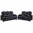 Galaxy Home Lexus Piece Power Reclining Room Set w Sofa&Loveseat in Black