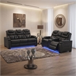 Galaxy Home Lexus Piece Power Reclining Room Set w Sofa&Loveseat in Black