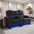 Galaxy Home Lexus Piece Power Reclining Room Set w Sofa&Loveseat in Black