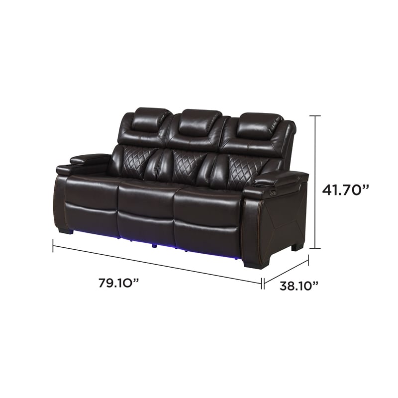 Galaxy Home Modern 2-Piece Power Reclining Sofa and Loveseat Set in Brown
