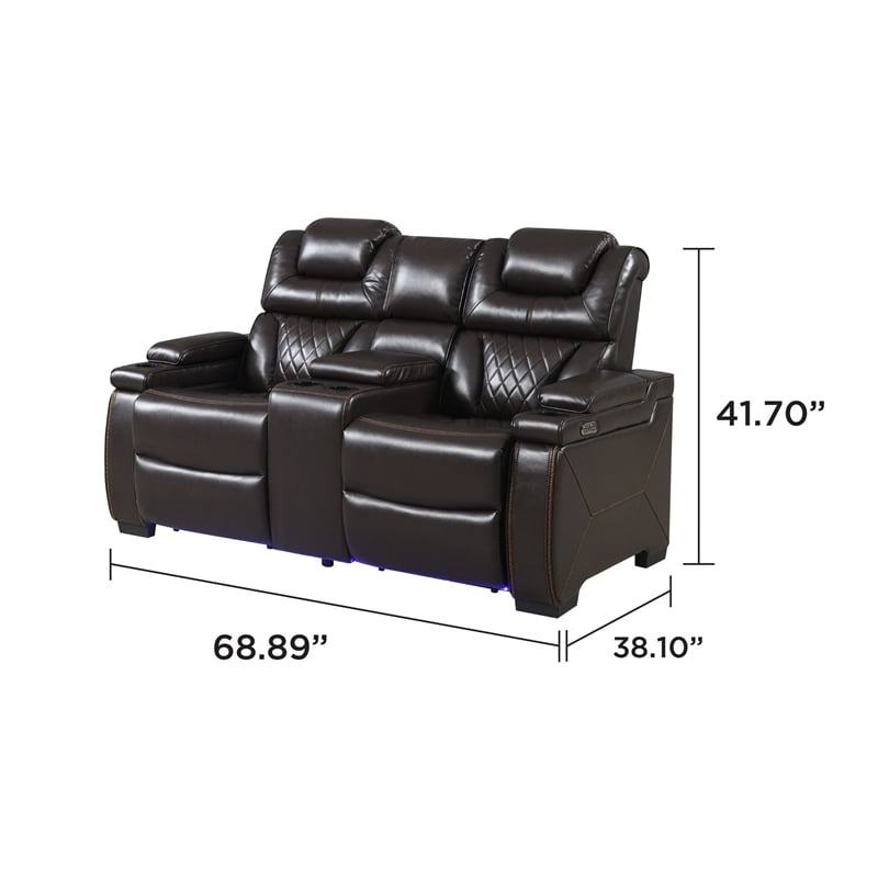 Galaxy Home Modern 2-Piece Power Reclining Sofa and Loveseat Set in Brown