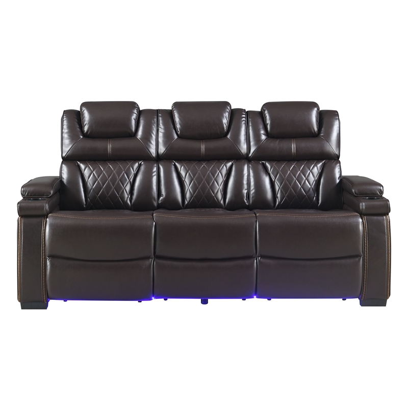 Galaxy Home Modern 2-Piece Power Reclining Sofa and Loveseat Set in Brown