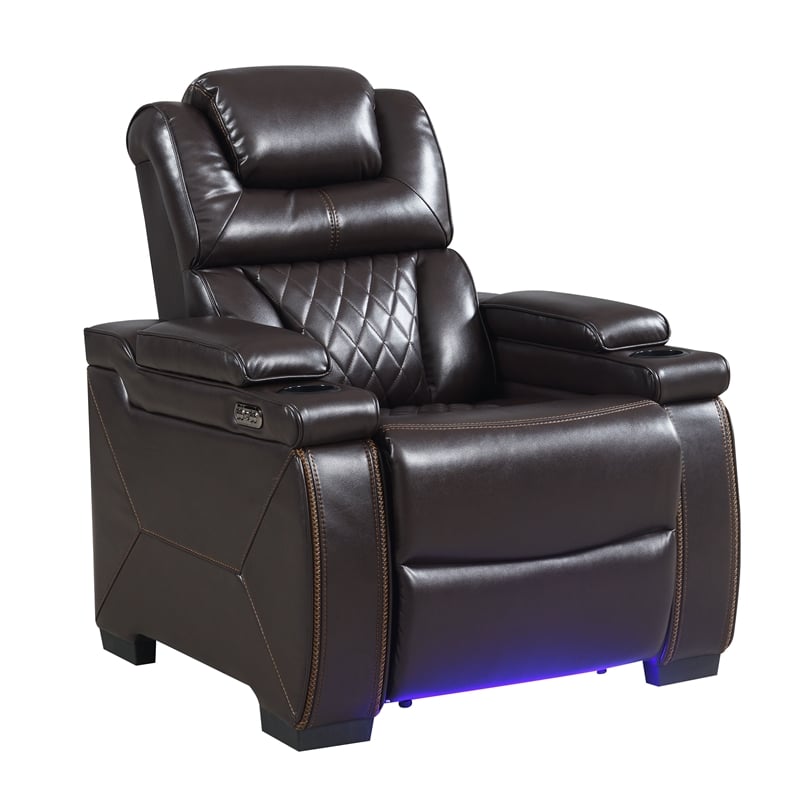 Galaxy Home Lexus Piece Power Reclining Set w Sofa/Loveseat/Chair in Brown