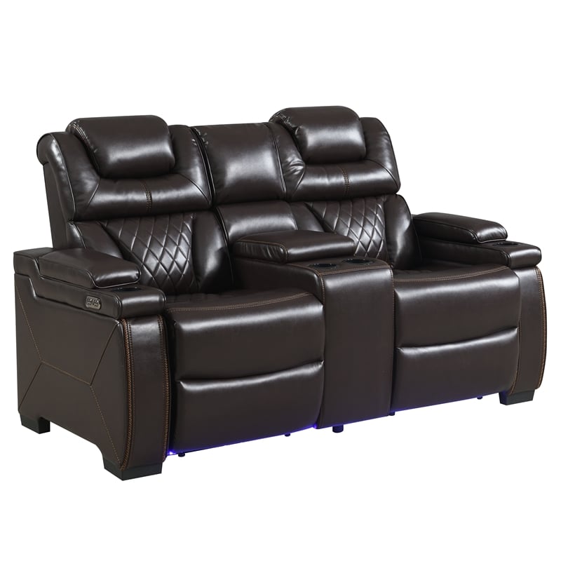 Galaxy Home Lexus Piece Power Reclining Set w Sofa/Loveseat/Chair in Brown