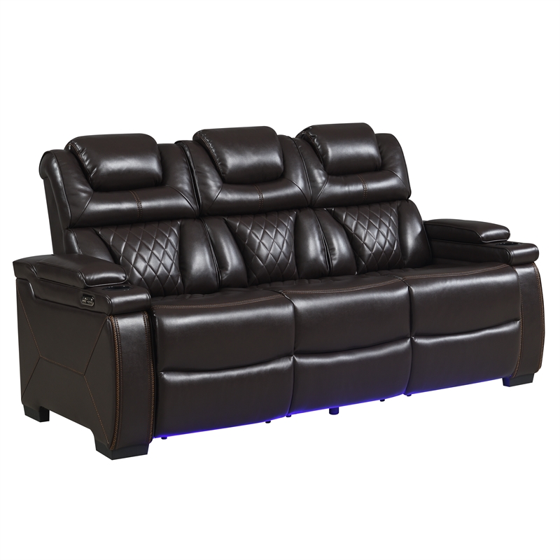 Galaxy Home Lexus Piece Power Reclining Set w Sofa/Loveseat/Chair in Brown