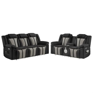 Cruiser 2-Pc Power Reclining Living Room Set in Black/Gray