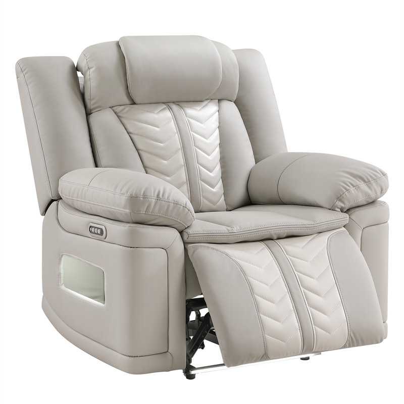 Cruiser Power Reclining Chair with LED & Cup Holders Gray Ice