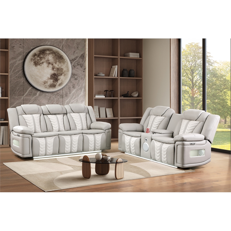 Cruiser 2-Pc Power Reclining Living Room Set in Gray Ice