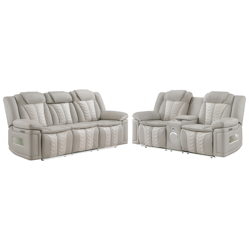 Cruiser 2-Pc Power Reclining Living Room Set in Gray Ice