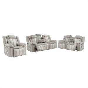 Cruiser 3-Pc Power Reclining Living Room Set in Gray Ice
