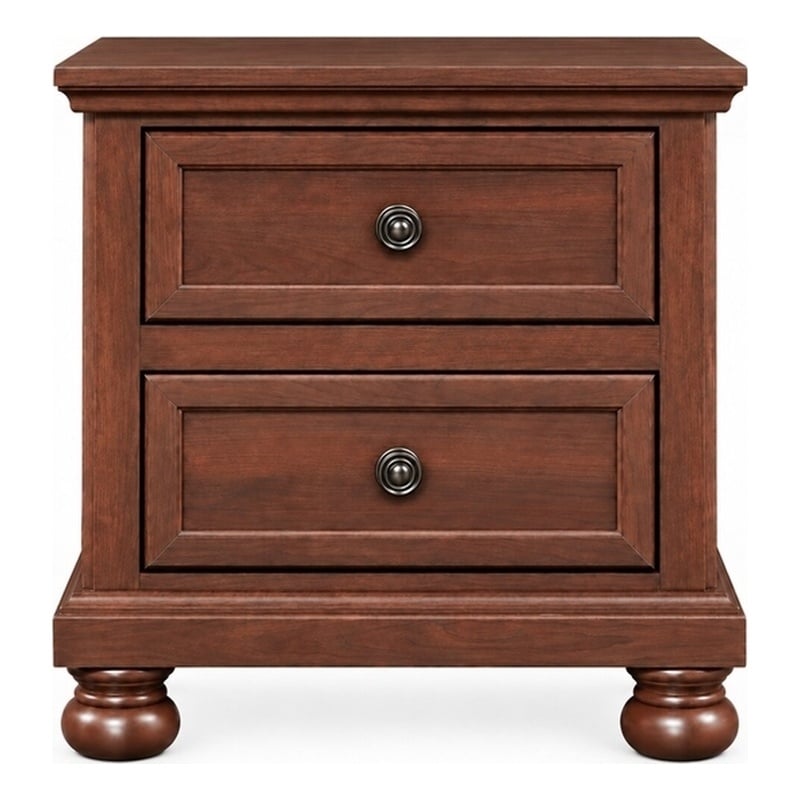 Boston Traditional Wood 2-Drawer Nightstand in Walnut with Classic Bun Feet
