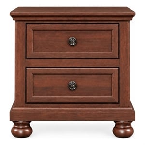 Boston Traditional Wood 2-Drawer Nightstand in Walnut with Classic Bun Feet
