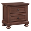 Boston Traditional Wood 2-Drawer Nightstand in Walnut with Classic Bun Feet