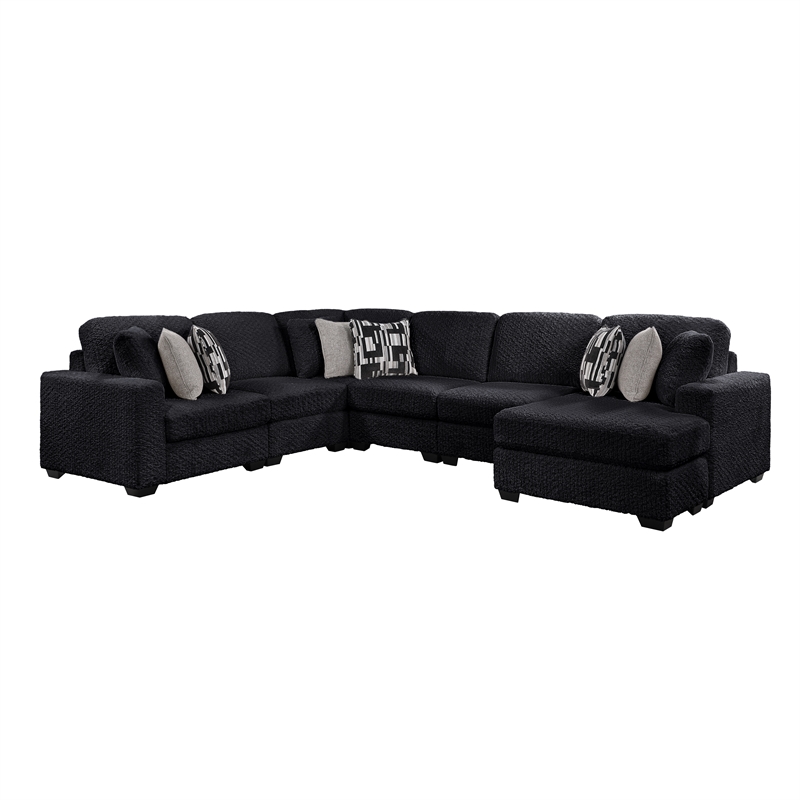 Maxwell Modern Sectional Sofa with Premium Upholstery in Black