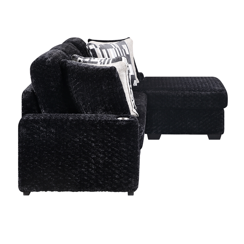 Galaxy Home Magnum Modern Sectional Sofa with Premium Upholstery in Black