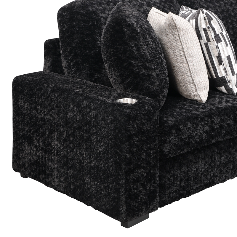 Galaxy Home Magnum Modern Sectional Sofa with Premium Upholstery in Black