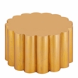 Modern Scalloped Cylindrical Aluminum Coffee Table in Gold