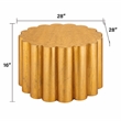 Modern Scalloped Cylindrical Aluminum Coffee Table in Gold