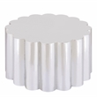 Modern Scalloped Cylindrical Aluminum Coffee Table in Silver