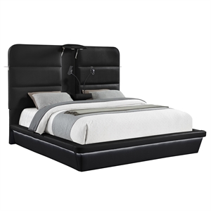 Futura Modern Upholstered King Bed with Reinforced Slat Support in Black