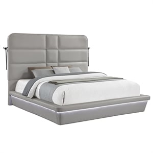 Futura Modern Upholstered King Bed with Reinforced Slat Support in Gray