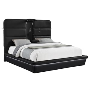 Futura Modern Upholstered Queen Bed with Reinforced Slat Support in Black