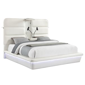Futura Modern Upholstered Queen Bed with Reinforced Slat Support in White