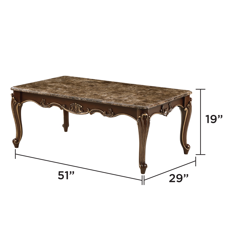 Lotus Traditional Style 3PC Living Room Set in Champagne Gold and Gold Brush